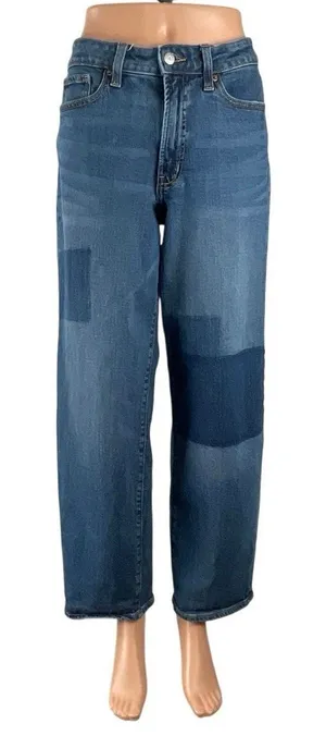 Old Navy Patchwork High Rise Baggy Barrel Palazzo Wide Leg Denim Jeans Pants 10 thumbnail 1