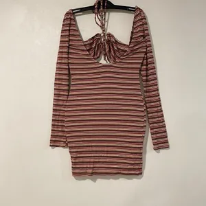 Princess Polly Size 8 Striped Cutout Mini Dress Halter Y2K 70s Boho thumbnail 3