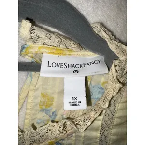 LoveShackFancy Target Yellow Floral Lace peasant Mini Dress Plus 1X Cottagecore‎ thumbnail 9