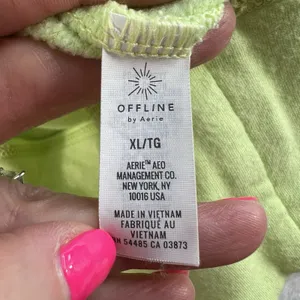 Aerie Offline XL Cropped Boxy Hoodie Lime Neon Green Pullover Sweatshirt Women thumbnail 6