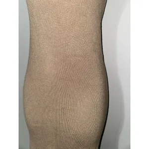 JLUXLABEL Tan‎ Ribbed Knit Midi Dress | Sweetheart Neck Cap Sleeve Size L thumbnail 3