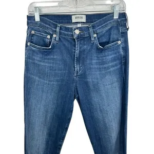 AGOLDE Size 28 High‎ Rise Ankle Crop Raw Hem Slim Straight Leg Denim Jeans thumbnail 2