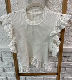 Tularosa Knit Ruffle Sleeve Sweater Top thumbnail 1