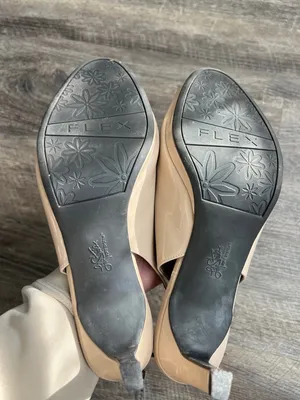 LifeStride Teller Slingback Peep Toe Heels Taupe Patent Leather Size 10m thumbnail 5
