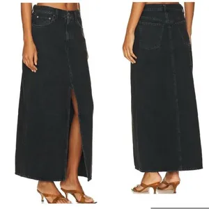 NEW Agolde Leif Front Slit Denim Maxi Skirt Spider Black Size 32 Casual $238 thumbnail 2