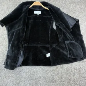Cupcakes and Cashmere Faux Shearling Vest Size M Black Moto Aviator Quiet Luxury thumbnail 3