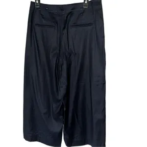 Ann Taylor Navy Blue Linen Blend Sailor Wide Leg Cropped Pants Size 8 thumbnail 2