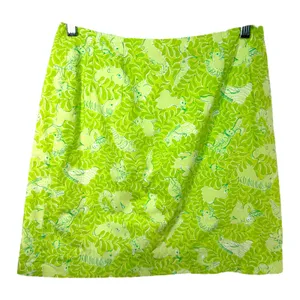 Lilly Pulitzer Size 4 Skirt VTG‎ White Label Green Animal Print Retro Cotton 464 thumbnail 1