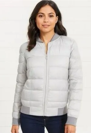 Athleta Women’s Dobby Goose Down Gray Puffer Jacket Size S thumbnail 1
