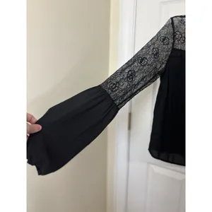 Lulu’s Black Sheer Lace Top S Whimsigoth Dark Fairy Witchy Vamp Edwardian thumbnail 3