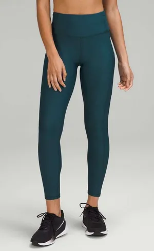 Lululemon Fast and Free High Rise Fleece Lined Leggings in Green Jasper thumbnail 1