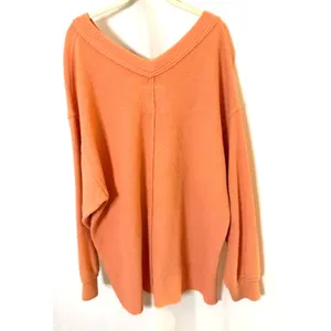 Aerie waffle knitted Women's sweater oversized sweater Orange Coral sz. M thumbnail 3