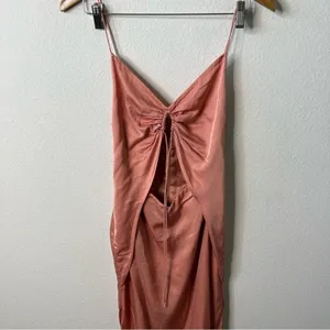 Revolve Song Of Style Copper Pink Midi Dress Open Tie Front Womens Size‎ XS thumbnail 4