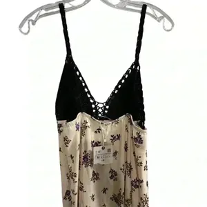 Zara Women's M Satin Floral Maxi‎ Dress Crochet Top Party Cocktail thumbnail 8