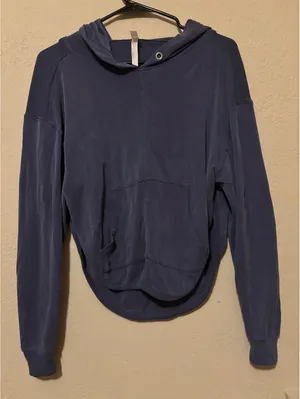 Free People Movement Navy Blue Lightweight Hoodie with Open Back Design thumbnail 1