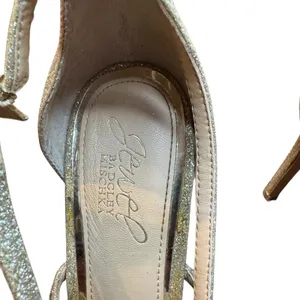 Jewel Badgley Mischka Shoes Womens Size 8‎ Gold Glitter Strappy Stiletto Sandals thumbnail 3