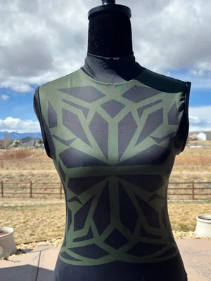 Balera Dancewear Green & Black Stained Glass Print Leotard Size LC (Large Child 14) thumbnail 4
