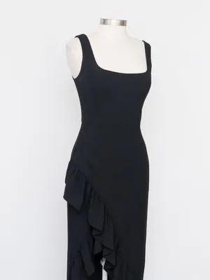 Dress the Population‎ - Charlene Asymmetrical Ruffle Mermaid Gown thumbnail 6