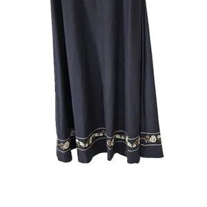 Petal & Pup Navy Blue Linen Blend Floral Embroidered Midi Dress Size Medium thumbnail 4