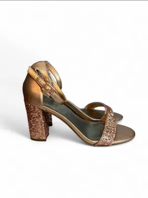 Worthington Rose Gold Glitter Block Heel Ankle-Strap Sandals thumbnail 4