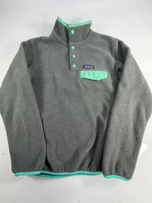 Patagonia Gray Synchilla Fleece with‎ Coral Trim thumbnail 1