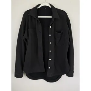 Nuuds Weekend Black Wash French Terry Button Down Lounge Sweater Women's Size XS thumbnail 13