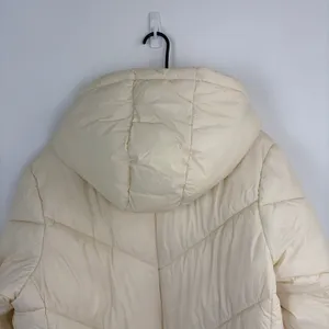 Banana Republic Factory Water Resistant Puffer Jacket Long Cream Parka Size XL thumbnail 13