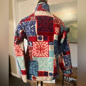 Patagonia Synchilla Snap-T Fleece Pullover XXS Patchwork Print Red Blue Vintage thumbnail 4