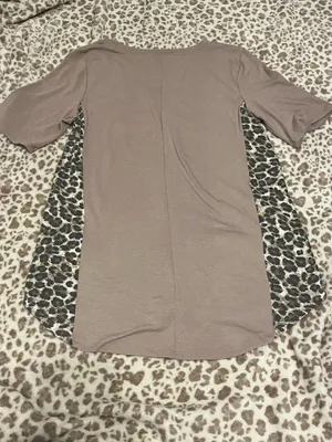 Zenana Tan Shirt w/ Cheetah Print thumbnail 4