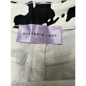 Wisteria Lane Black and White Cow Print Farm Animal Denim Jean Shorts Size M thumbnail 7