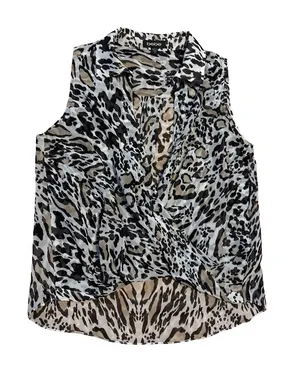 bebe Black and Tan Animal Print Sleeveless Draped Camisole thumbnail 1