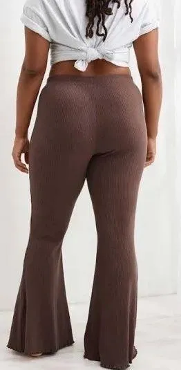 Aerie Brown Ribbed Flared Leggings thumbnail 2