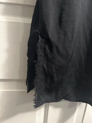 Out From Under Black Satin Lace-Trim Asymmetric Slip Dress thumbnail 2