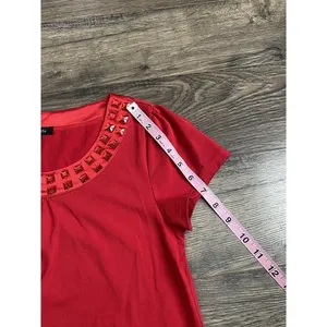 Womens‎ Jonden Short Sleeve Jewel Neck Satin Bottom Short Sleeve Red Size S thumbnail 6