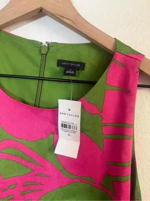 Ann Taylor tropical palm print shift mini dress thumbnail 3