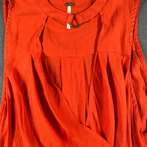 Free People Sleeveless Blouse Small Orange‎ Sleeveless Draped Ring Detail Top thumbnail 4