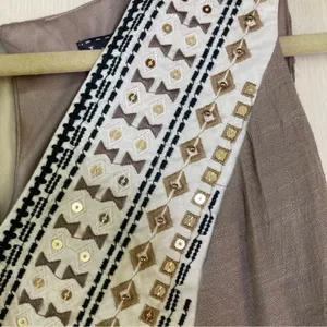 Luxology Taupe Sleeveless Embroidered Sequin V-Neck Shift‎ Dress Y7365114 thumbnail 3