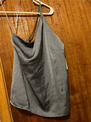 A New Day ONE SHOULDER STRAP CAMI BLOUSE SATIN FINISH DARK BLUE thumbnail 3