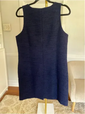 J.Crew Navy Boucle Shift Dress Quiet Luxury Coastal Parisian‎ Classy Preppy 8 thumbnail 3
