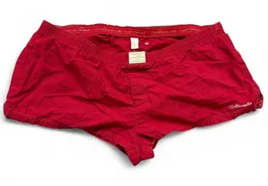 Abercrombie & Fitch Y2K 2000s Vintage Micro Mini Low Rise Booty Bimbo Red Shorts Trendy Elastic Waist PJ Pajama Lounge Boxer Pyjama Hot Pants #Preppy #Summer #Cottagecore #Fairy Bloquette #Summer Sz M Measurement in pics thumbnail 1