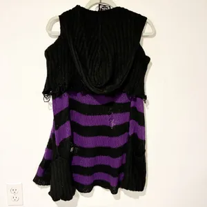 Killstar Gothic Goth Punk‎ Pullover Knit Sweater Salvia Striped Purple Size XS thumbnail 6