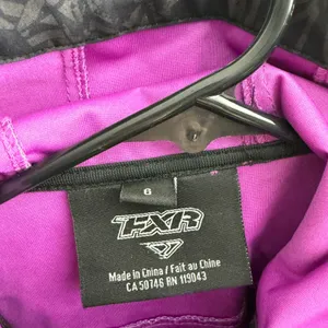FXR Jacket Womens Size 6 Black Purple Logo Print Racing Hooded Softshell Zip Up thumbnail 3