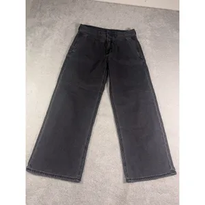 American Eagle Wide Leg Crop Black Washed Jeans Vintage Style Waist 6 Short thumbnail 3