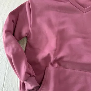 Women's NEW Mauve V-neck Sweatshirt with Kangaroo Pocket Size M #260368 thumbnail 4