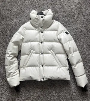 SAM. Vegan Leather White Quilted Puffer Jacket with High Collar thumbnail 1