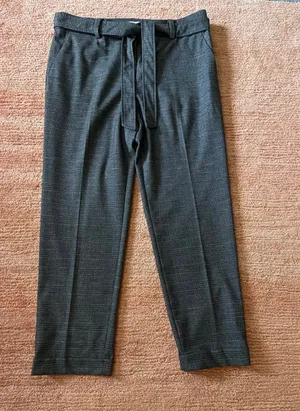 NWT LOFT Gray Plaid Tie Waist Tapered Ankle Pants Size 8 thumbnail 1