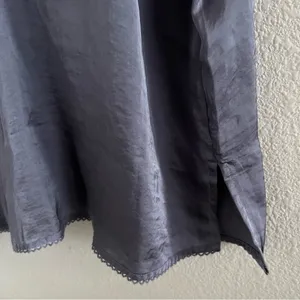 Free People Intimately Sensual Satin Scallop Deep V Cami Blue Gray Large thumbnail 8