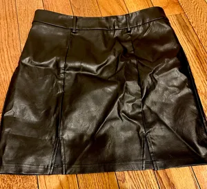 SHEIN NWOT Sexy High Waist Notch Hem Leather A-Line /two front slits L thumbnail 2