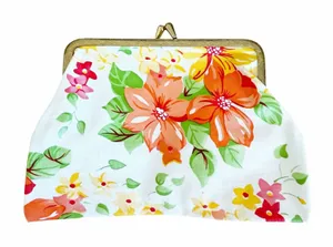 Vintage White Floral Kiss Lock Pouch Coin Purse thumbnail 1