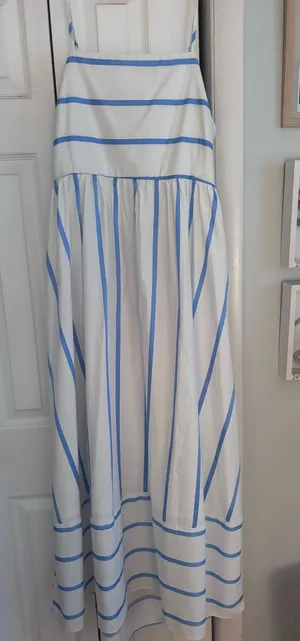 Blue and white striped maxi dress thumbnail 1